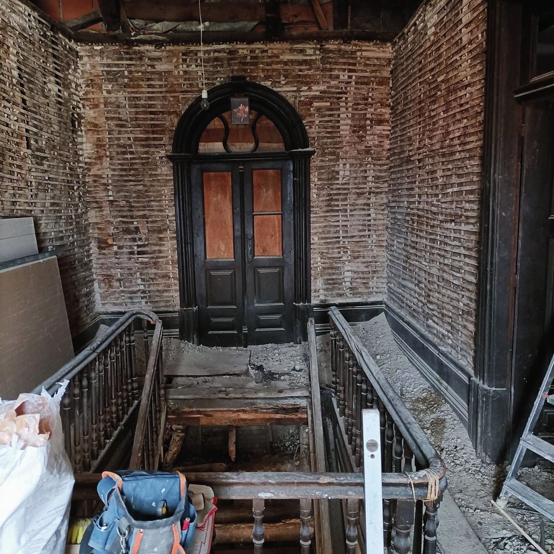 A escada durante as obras de reabilitação